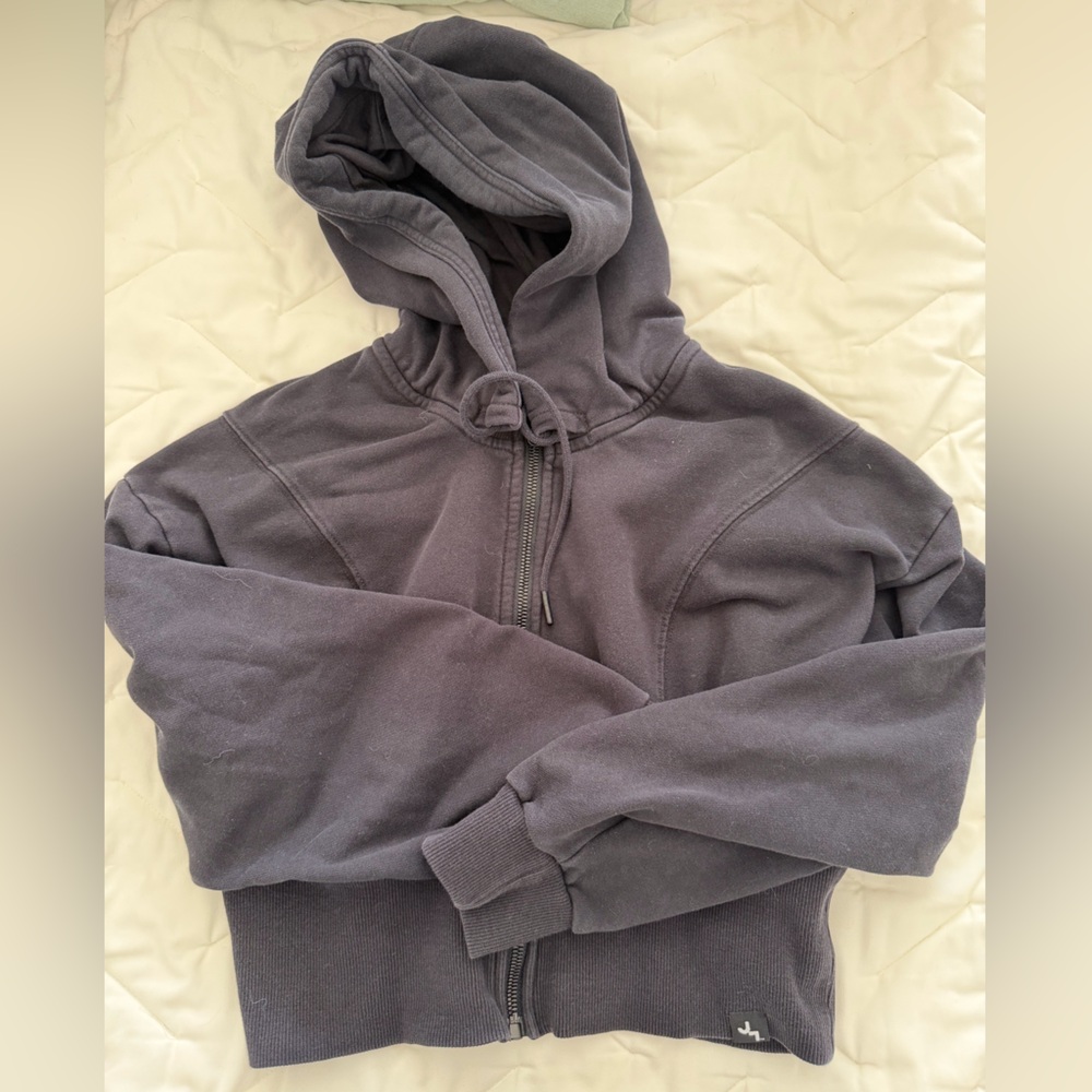 JOY LAB Cropped Black Zip-Up Hoodie Sweatshirt